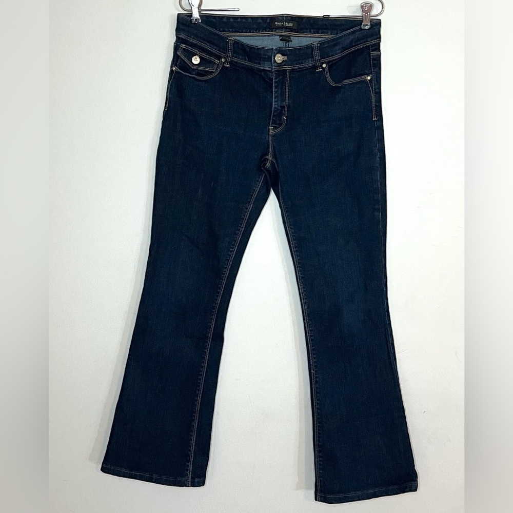 WHBM Mid Rise Flap Pocket Flared Jeans Sz 8 Short